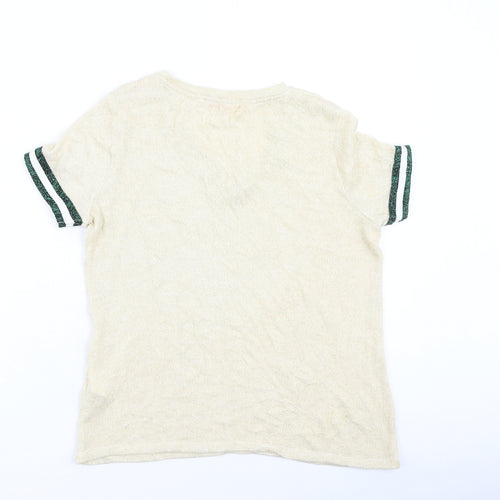 vilagalo Womens Gold  Viscose Basic T-Shirt Size XS V-Neck
