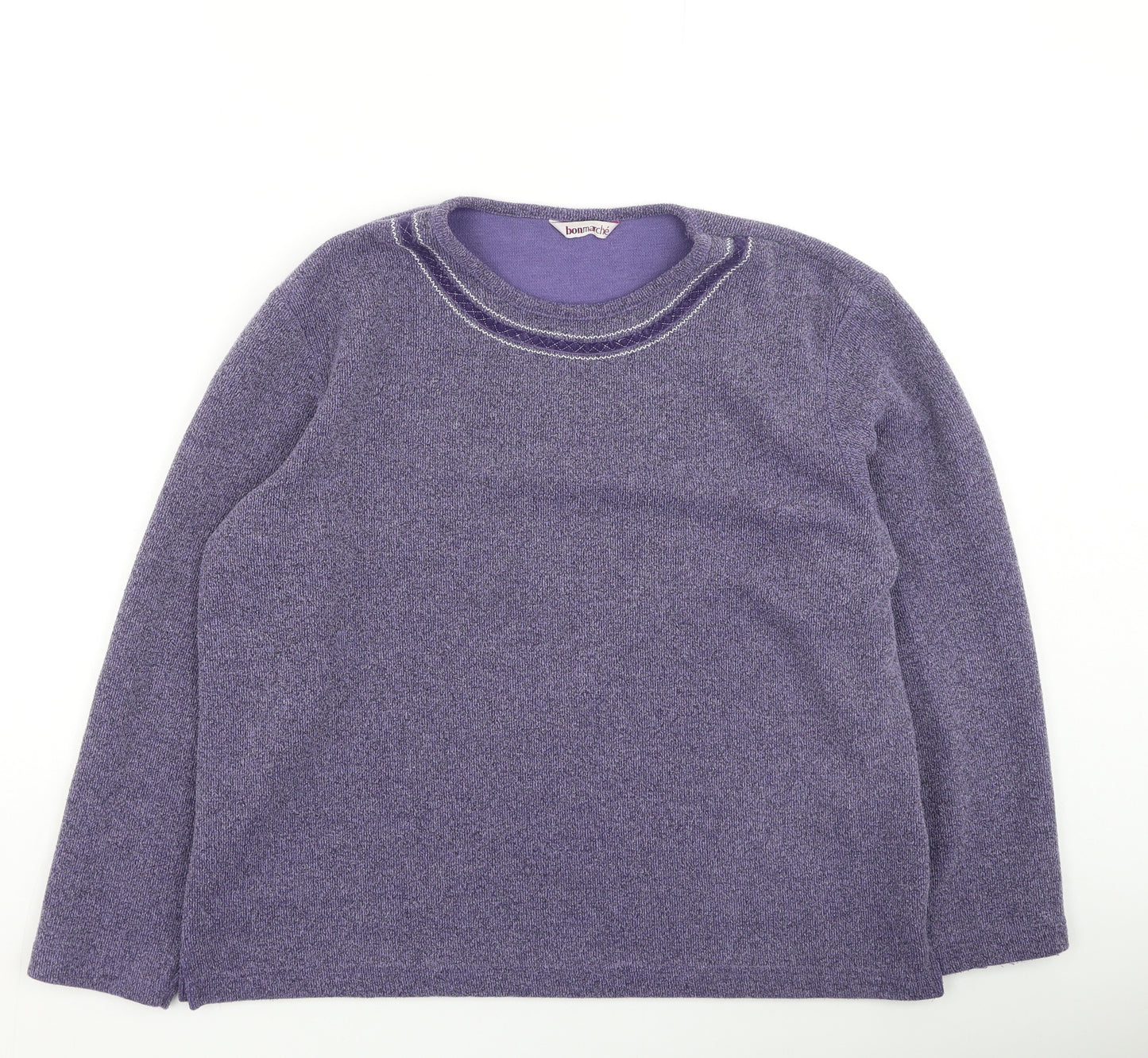 Bonmarché Womens Purple Round Neck  Polyester Pullover Jumper Size M