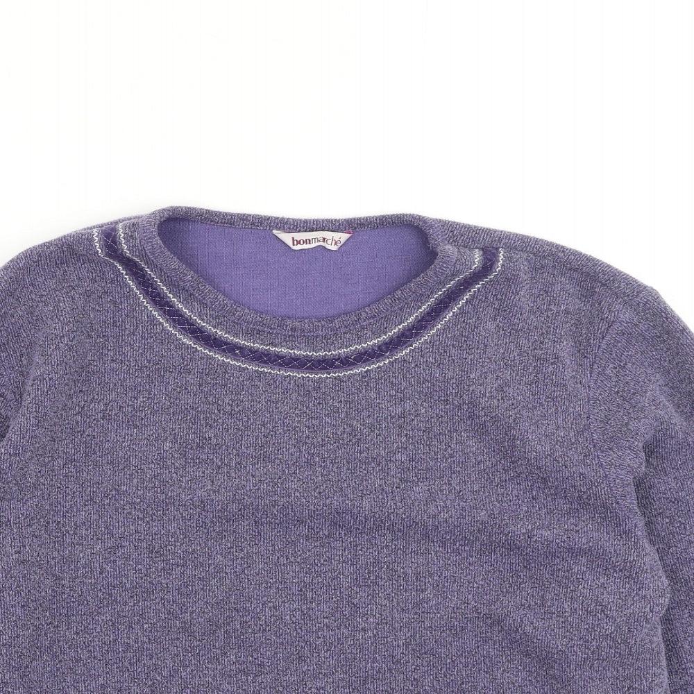 Bonmarché Womens Purple Round Neck  Polyester Pullover Jumper Size M