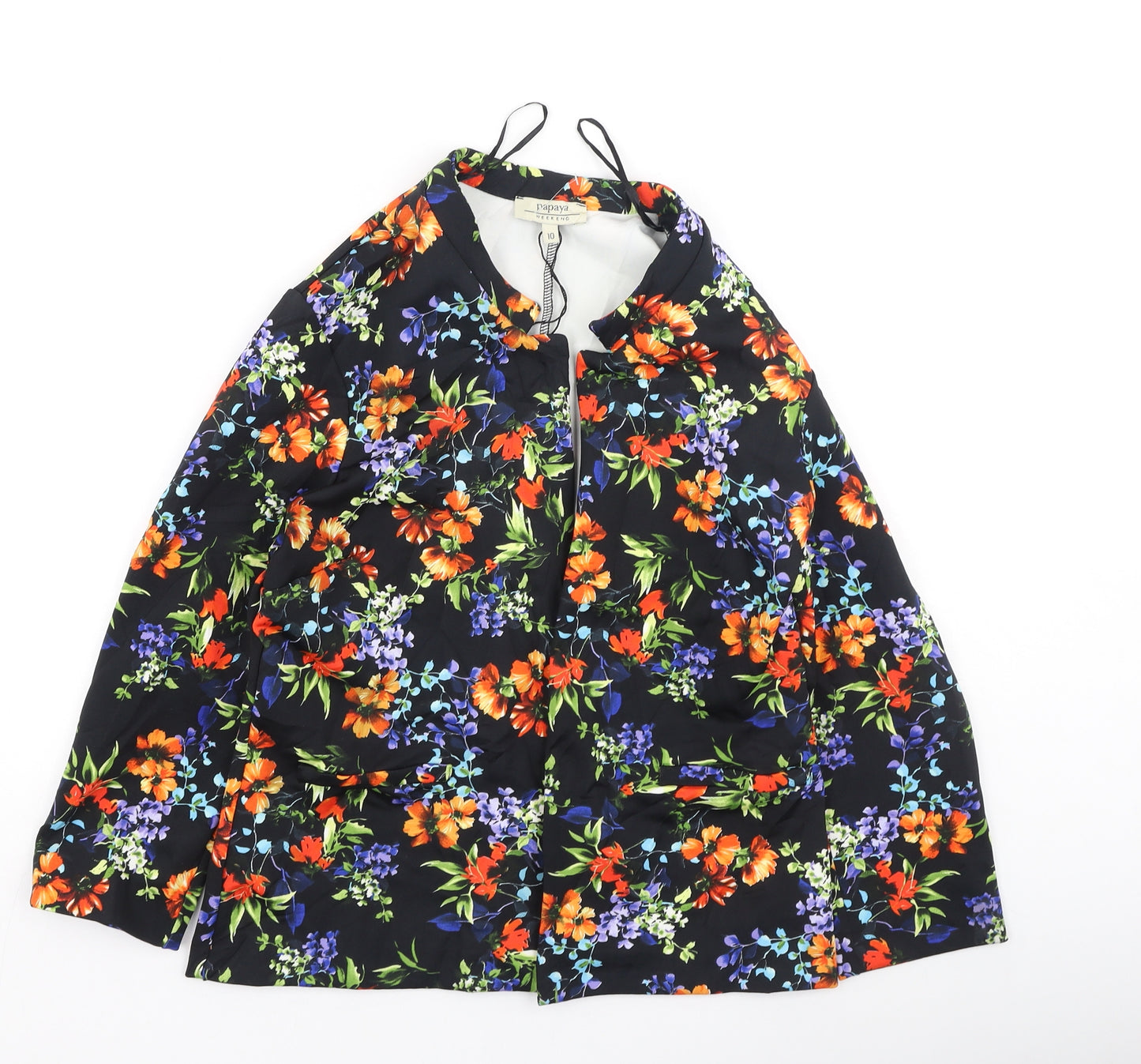 Papaya Womens Multicoloured Collared Floral Polyester Cardigan Jumper Size 10