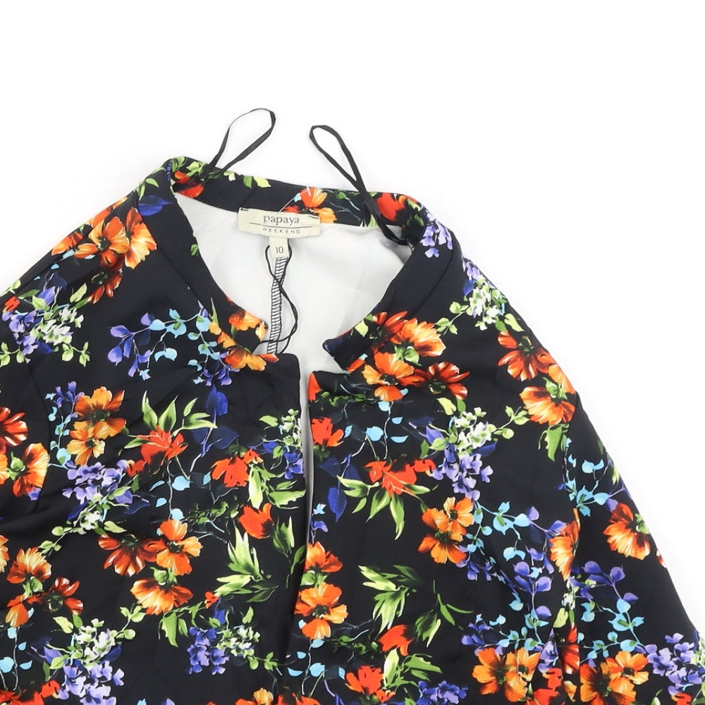 Papaya Womens Multicoloured Collared Floral Polyester Cardigan Jumper Size 10