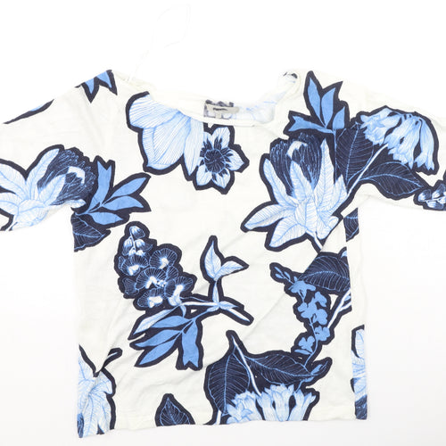 NEXT Womens Multicoloured Floral Polyester Basic T-Shirt Size 12 Round Neck