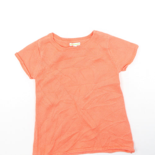 Vertbaudet Girls Pink  Cotton Basic Casual Size 4 Years Round Neck