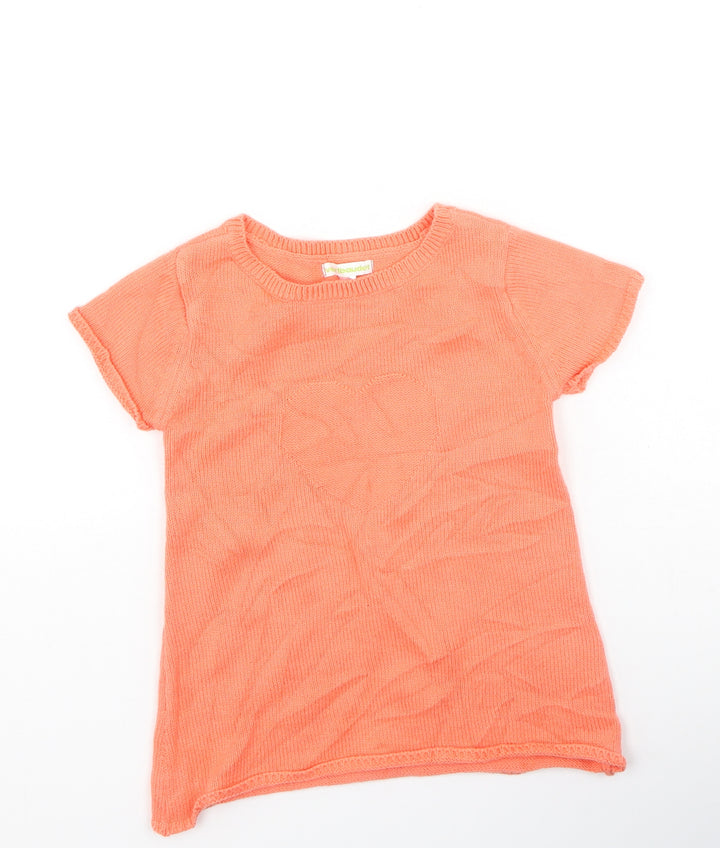 Vertbaudet Girls Pink  Cotton Basic Casual Size 4 Years Round Neck