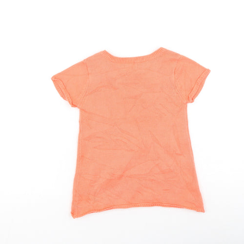 Vertbaudet Girls Pink  Cotton Basic Casual Size 4 Years Round Neck