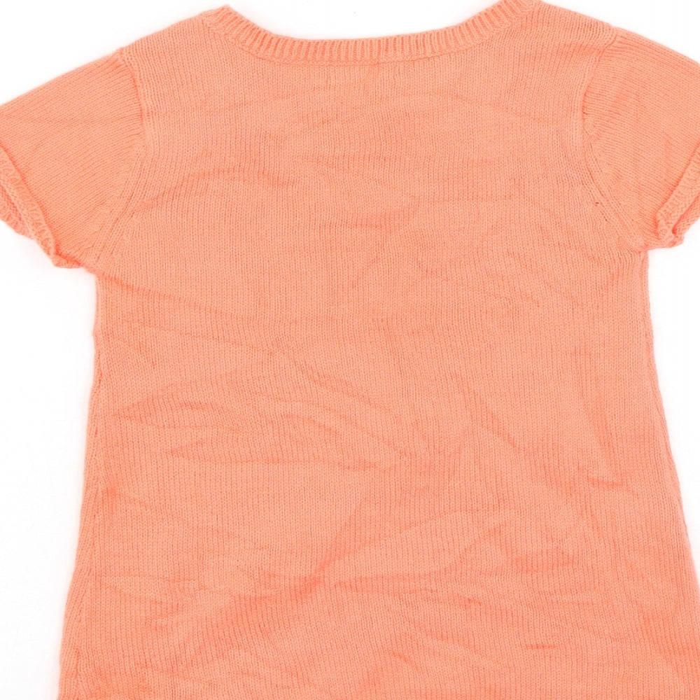 Vertbaudet Girls Pink  Cotton Basic Casual Size 4 Years Round Neck