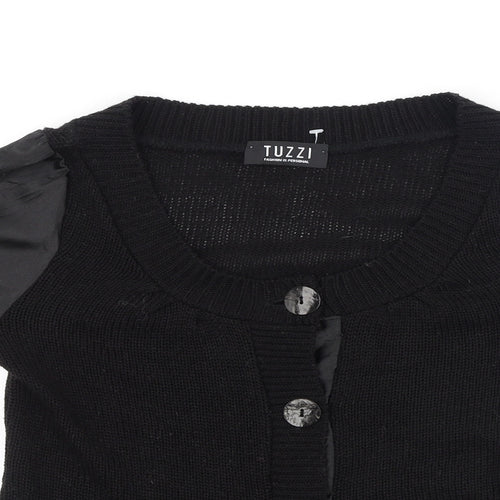 TUZZI Womens Black Round Neck  Cotton Cardigan Jumper Size 10