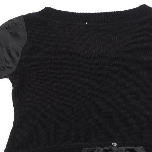 TUZZI Womens Black Round Neck  Cotton Cardigan Jumper Size 10