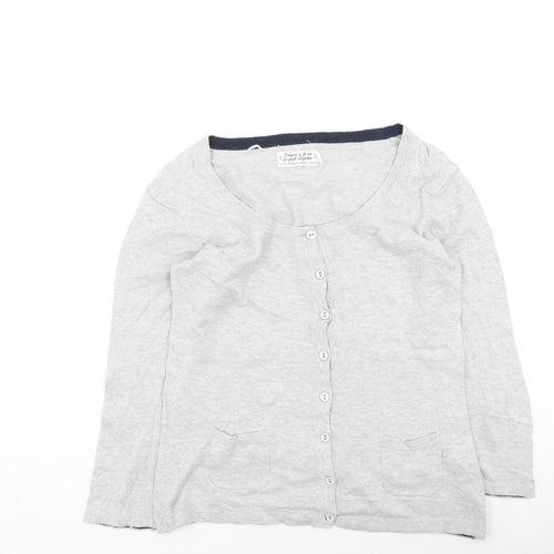 Preworn Womens Grey Round Neck  Cotton Cardigan Jumper Size 8