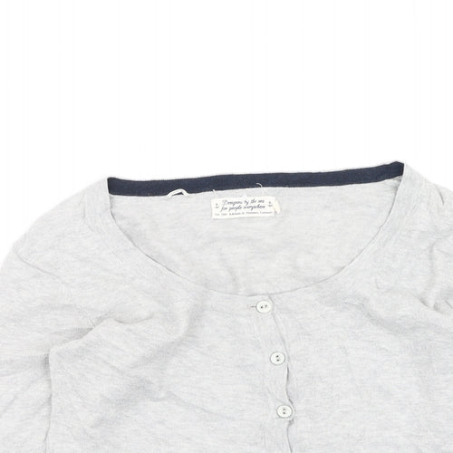 Preworn Womens Grey Round Neck  Cotton Cardigan Jumper Size 8
