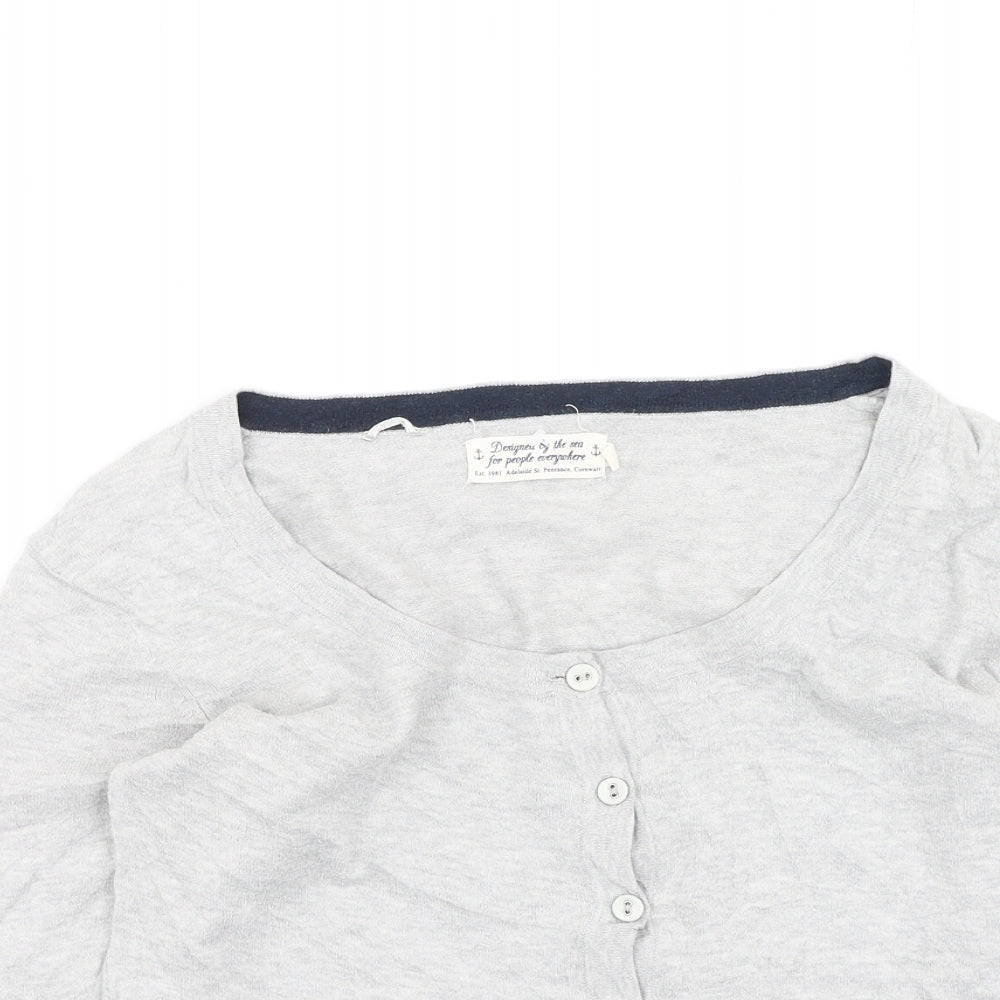 Preworn Womens Grey Round Neck  Cotton Cardigan Jumper Size 8