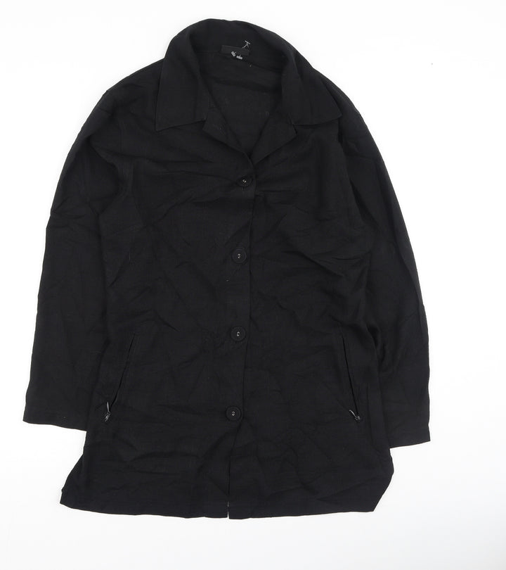 Kaffe Womens Black Polyester Basic Button-Up Size S Collared
