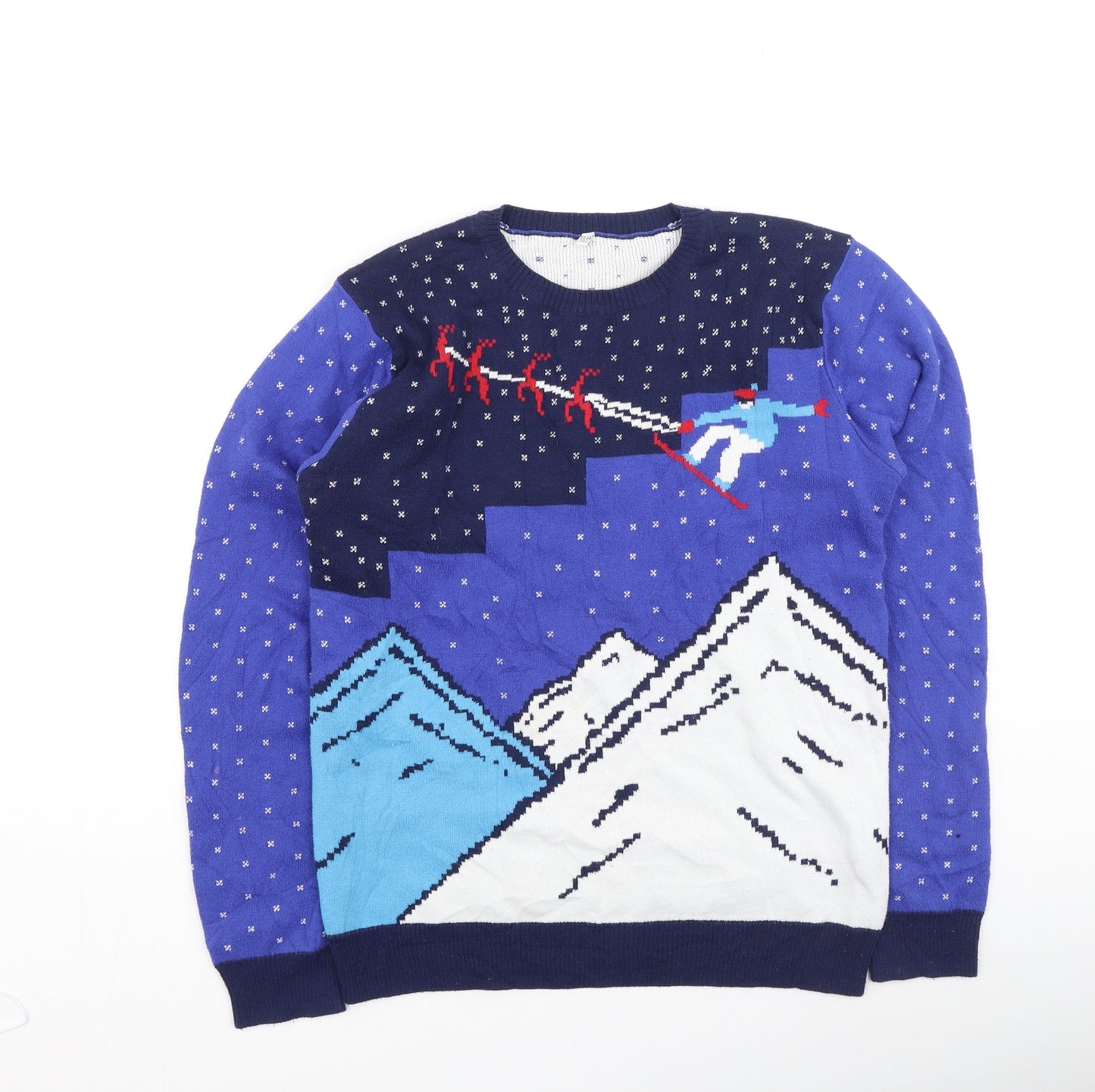 Marks and Spencer Boys Multicoloured Round Neck  Cotton Pullover Jumper Size 13-14 Years   - Christmas Jumper