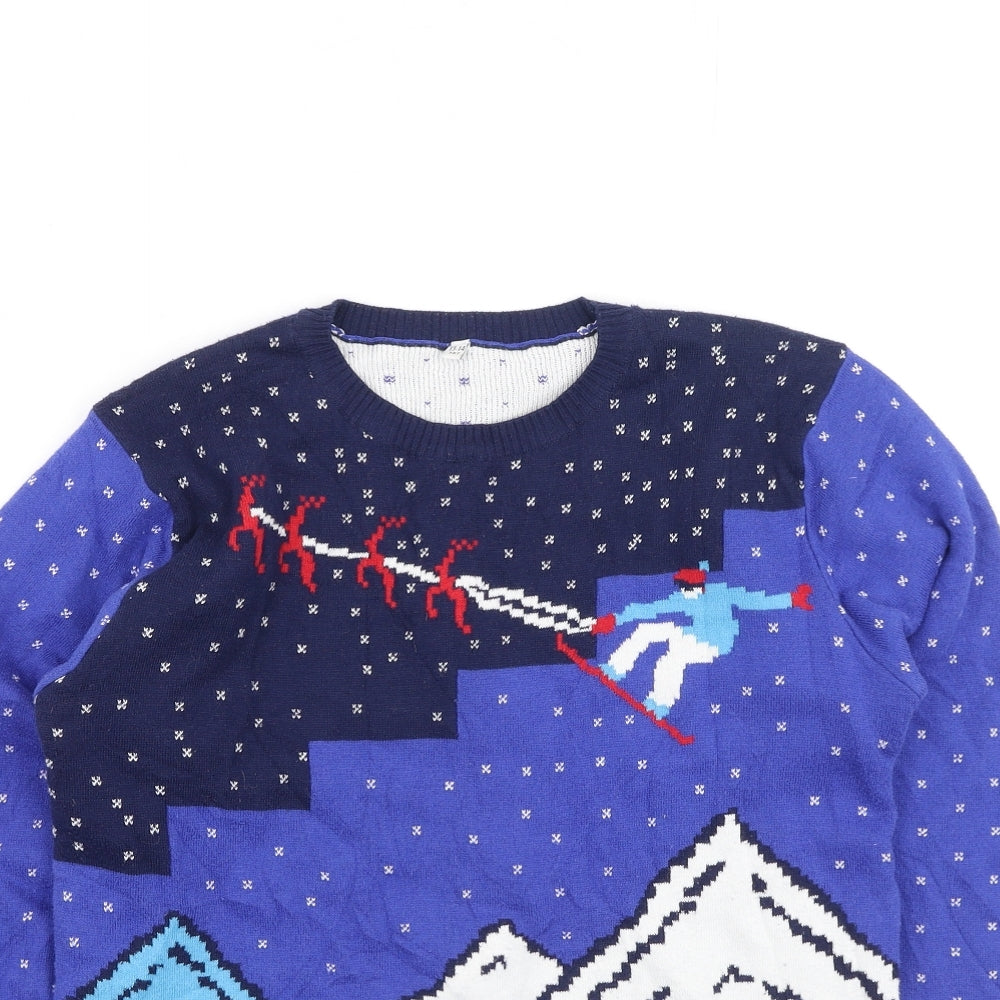 Marks and Spencer Boys Multicoloured Round Neck  Cotton Pullover Jumper Size 13-14 Years   - Christmas Jumper