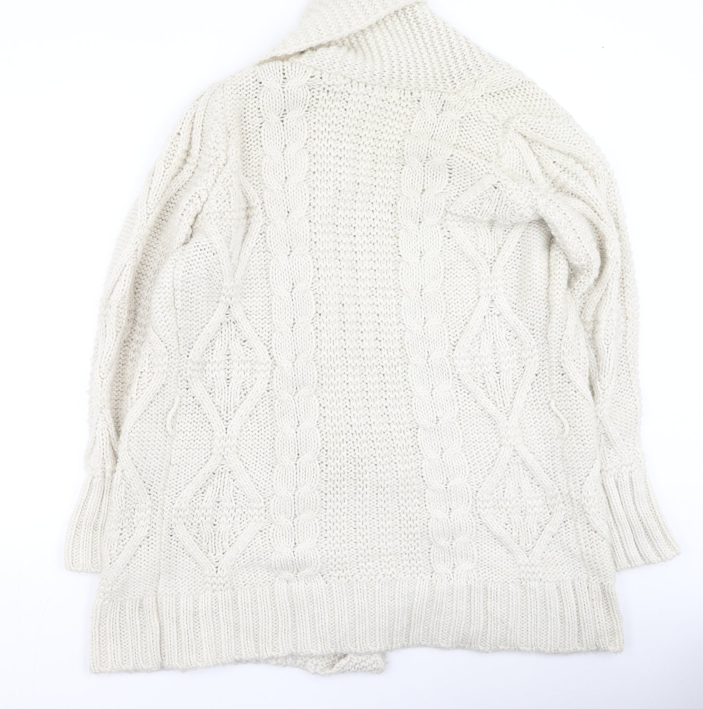 Zara Womens Beige V-Neck  Acrylic Cardigan Jumper Size S