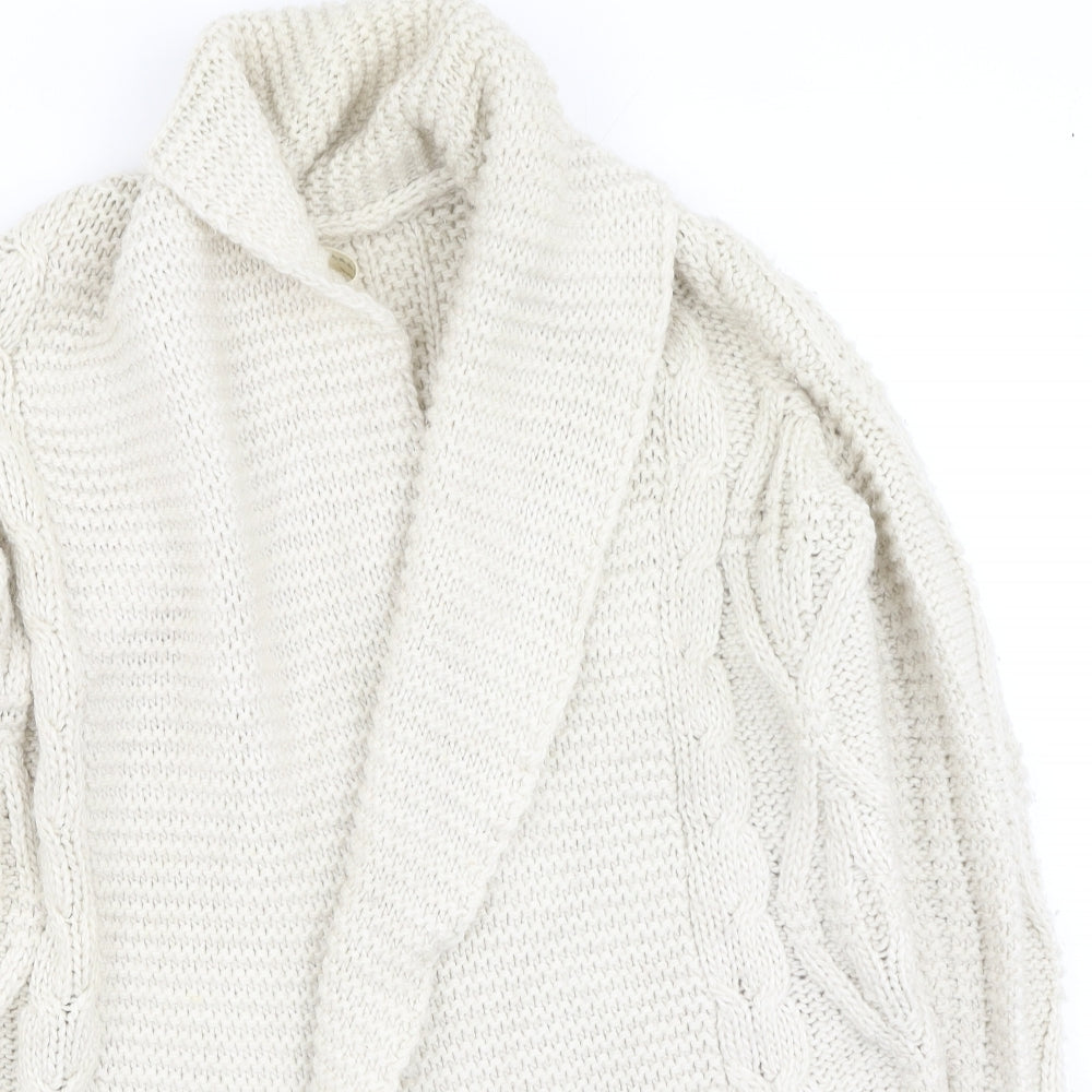 Zara Womens Beige V-Neck  Acrylic Cardigan Jumper Size S