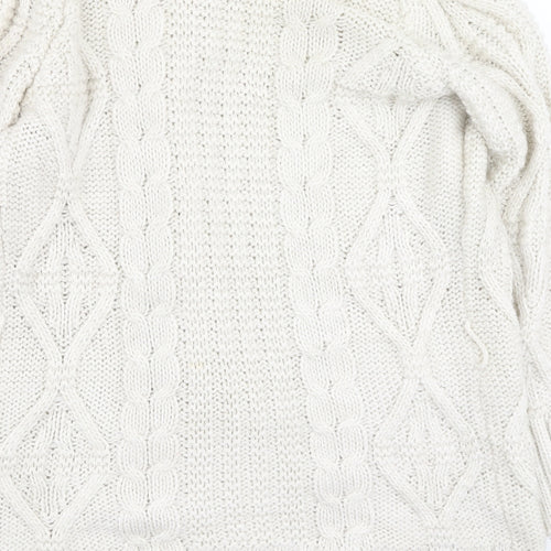 Zara Womens Beige V-Neck  Acrylic Cardigan Jumper Size S