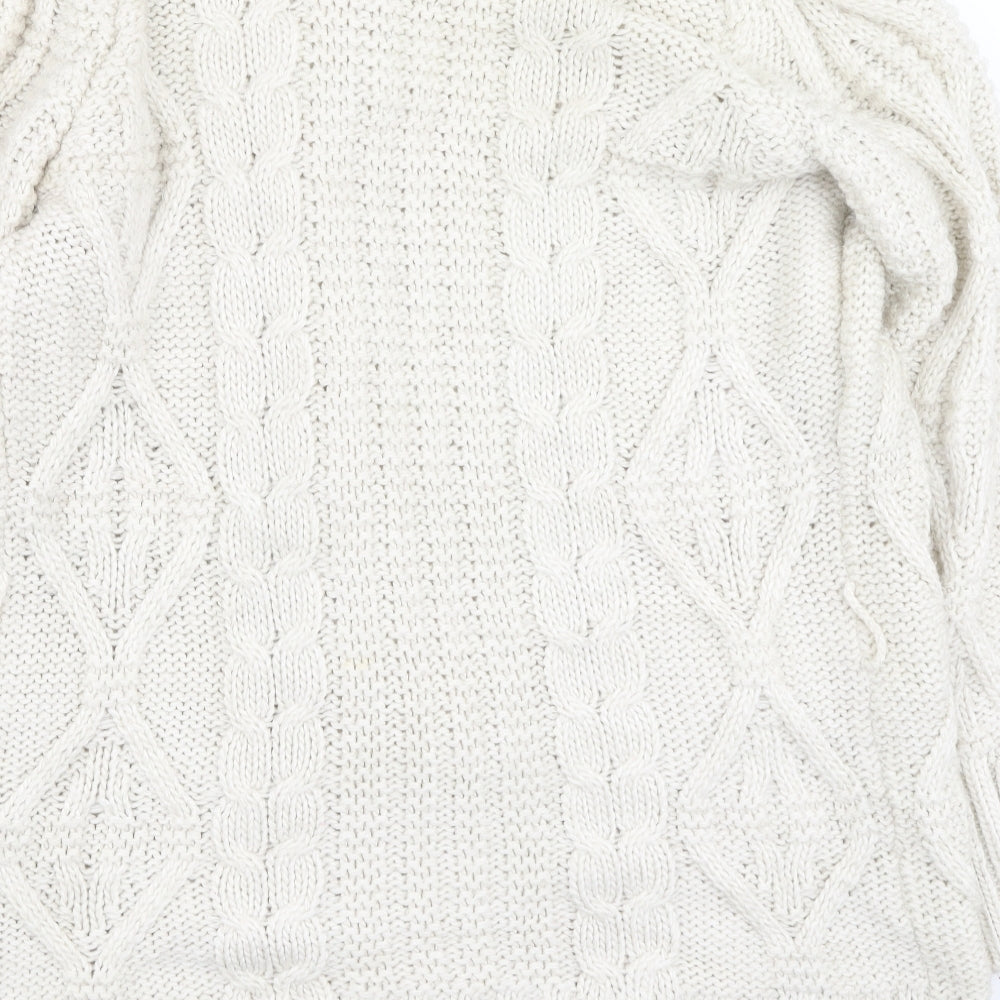 Zara Womens Beige V-Neck  Acrylic Cardigan Jumper Size S