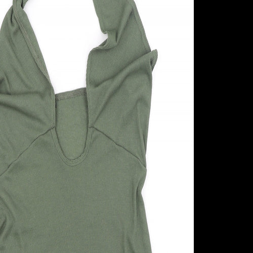 PRETTYLITTLETHING Womens Green  Polyester Bodycon  Size 16  Halter