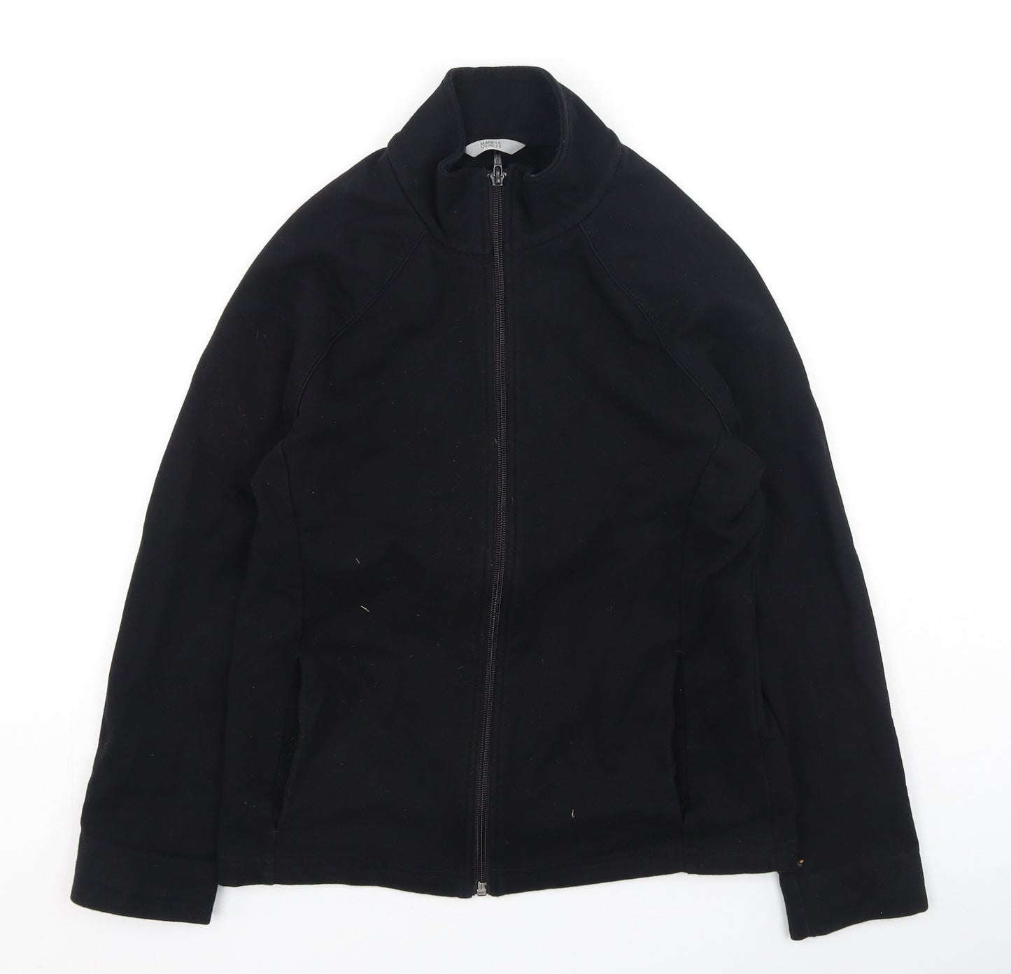 Marks and Spencer Womens Black High Neck  Cotton Full Zip Jumper Size 10