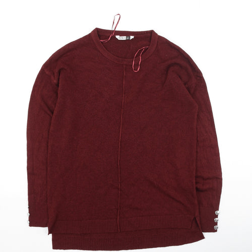 Pep & Co Womens Red Round Neck  Acrylic Pullover Jumper Size 8