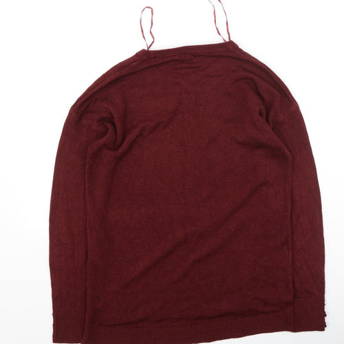Pep & Co Womens Red Round Neck  Acrylic Pullover Jumper Size 8