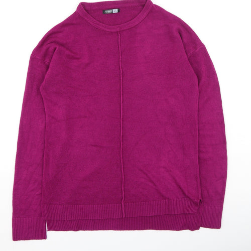Pep & Co Womens Purple Round Neck  Acrylic Pullover Jumper Size 8
