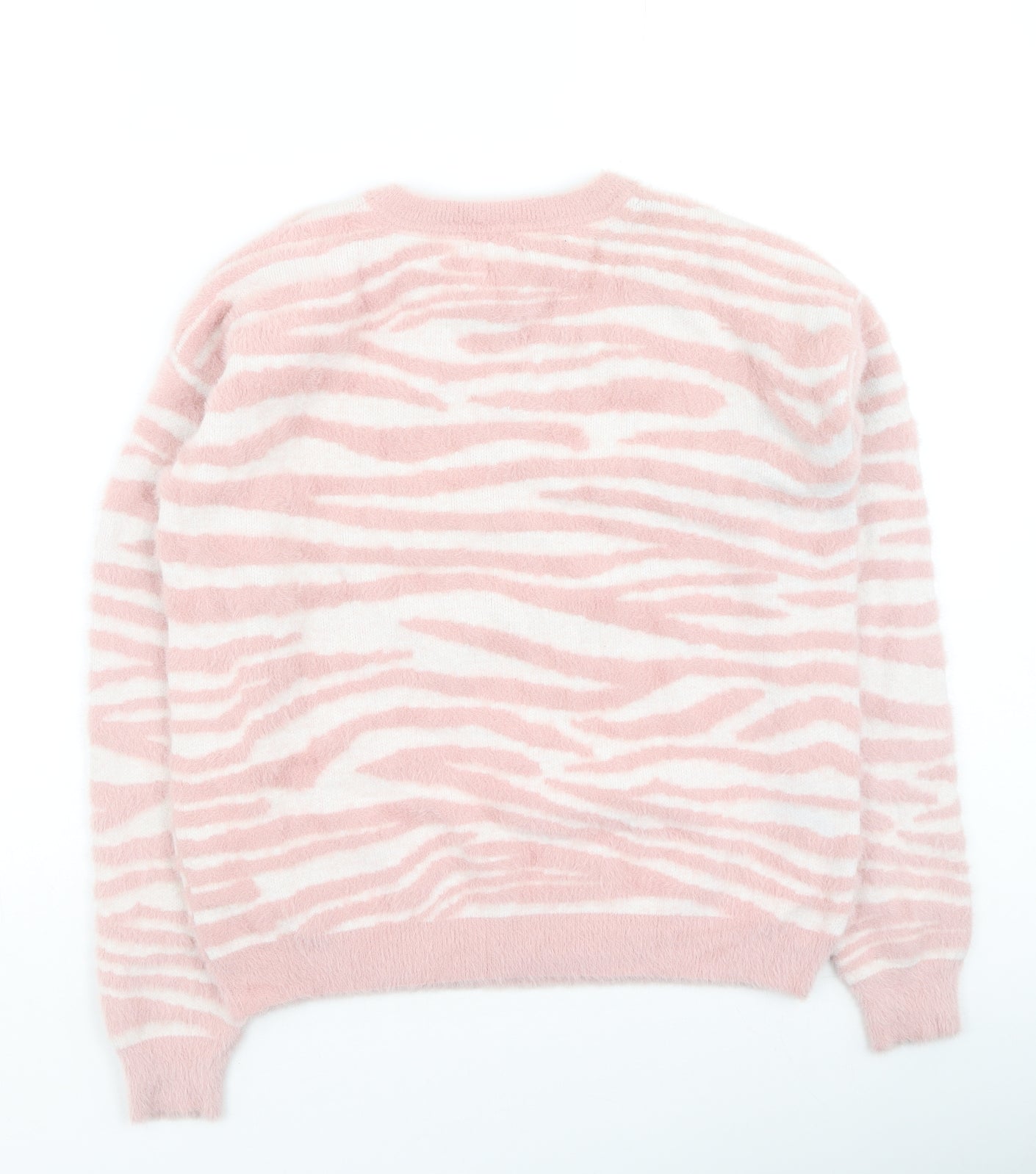 Primark Girls Pink Round Neck Animal Print Nylon Pullover Jumper Size 14-15 Years