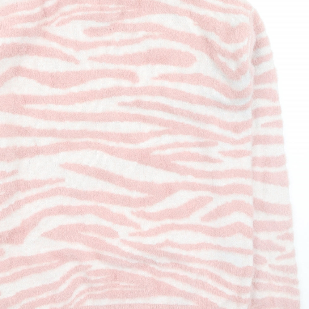 Primark Girls Pink Round Neck Animal Print Nylon Pullover Jumper Size 14-15 Years