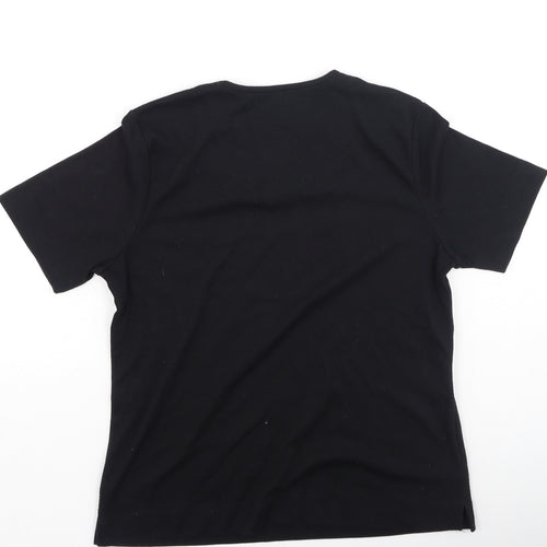 TIGI Womens Black  Cotton Basic T-Shirt Size S Round Neck