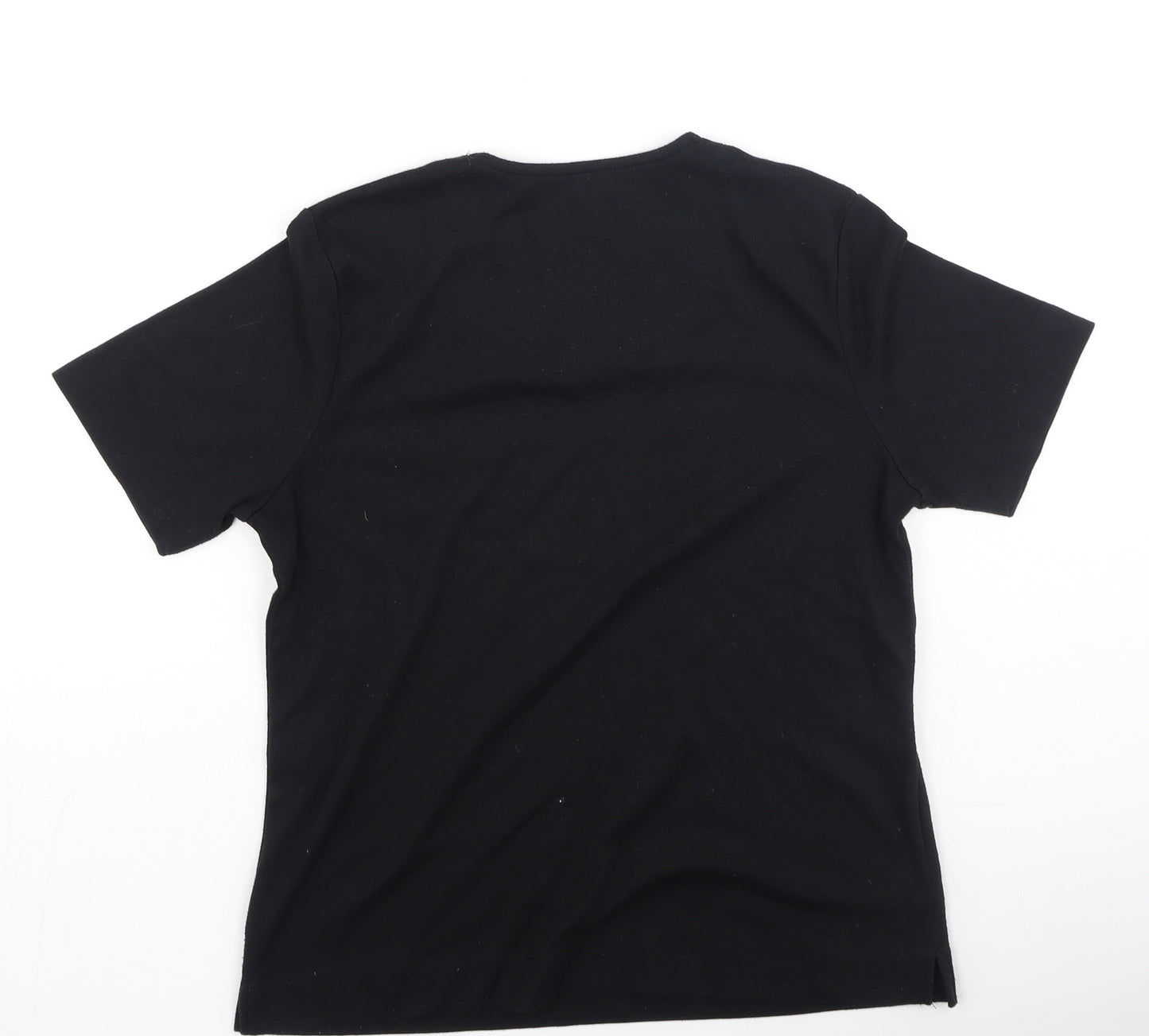 TIGI Womens Black  Cotton Basic T-Shirt Size S Round Neck