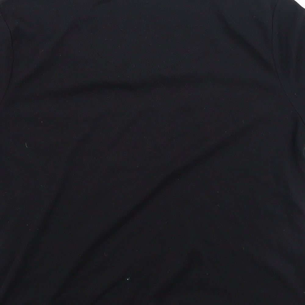 TIGI Womens Black  Cotton Basic T-Shirt Size S Round Neck