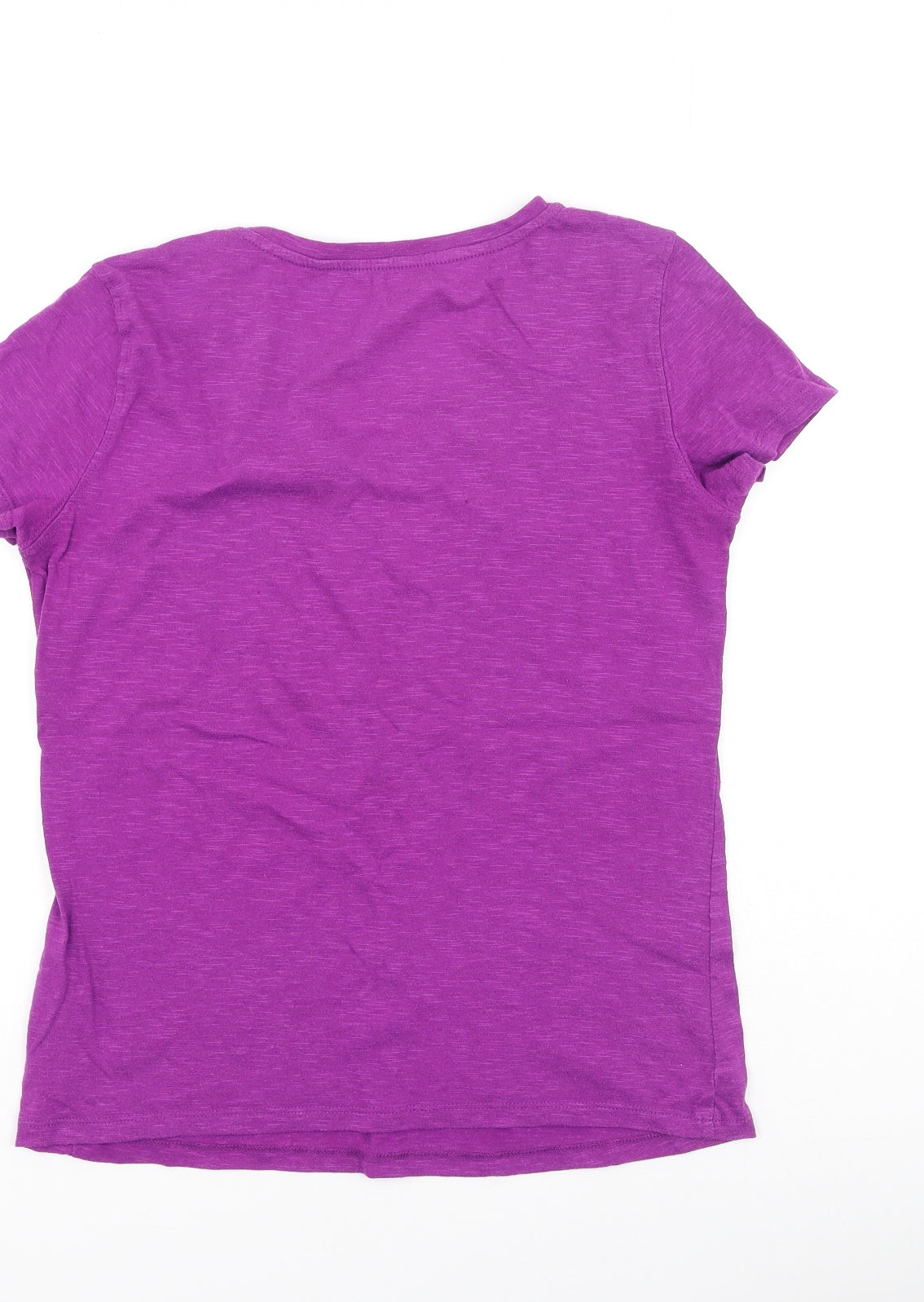 Marks and Spencer Womens Purple  Cotton Basic T-Shirt Size 8 V-Neck