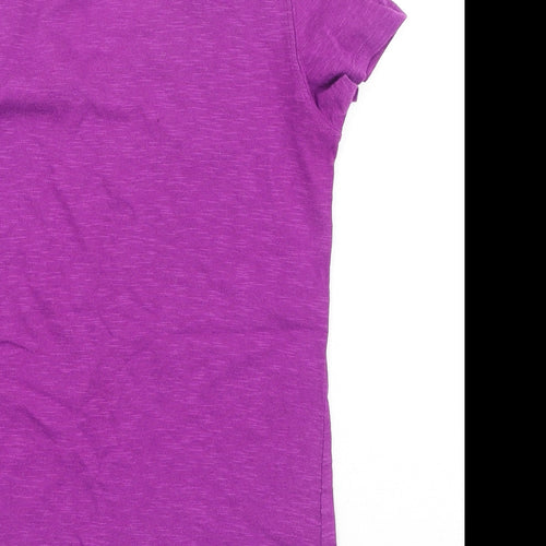 Marks and Spencer Womens Purple  Cotton Basic T-Shirt Size 8 V-Neck