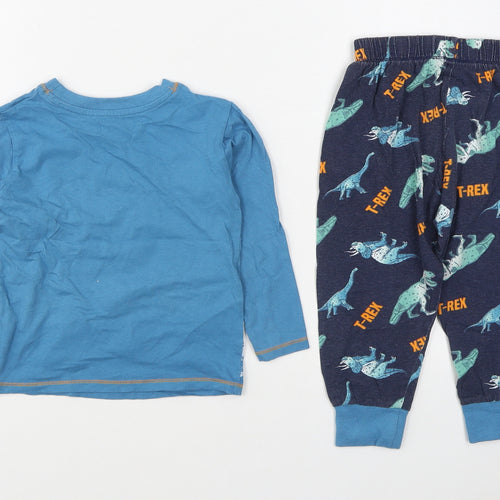 Dunnes Stores Boys Blue Geometric 100% Cotton  Pyjama Set Size 3-4 Years  Pullover