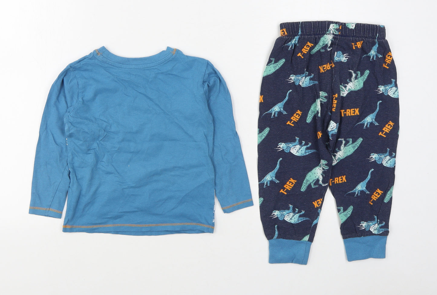 Dunnes Stores Boys Blue Geometric 100% Cotton  Pyjama Set Size 3-4 Years  Pullover