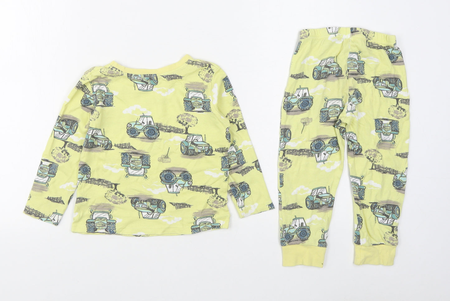 Dunnes Stores Boys Yellow Geometric 100% Cotton  Pyjama Set Size 3-4 Years  Pullover