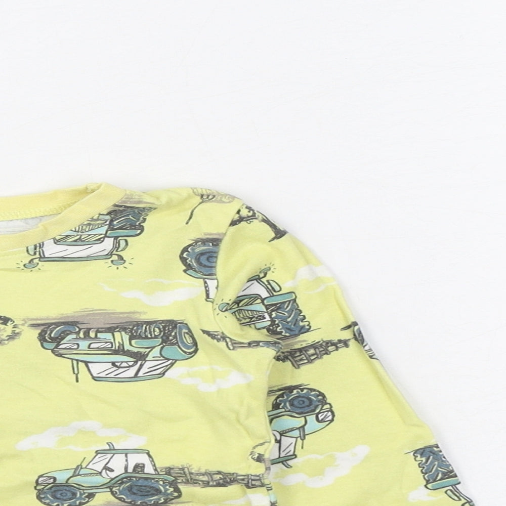 Dunnes Stores Boys Yellow Geometric 100% Cotton  Pyjama Set Size 3-4 Years  Pullover