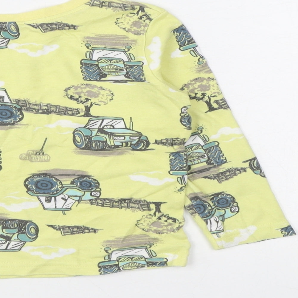 Dunnes Stores Boys Yellow Geometric 100% Cotton  Pyjama Set Size 3-4 Years  Pullover