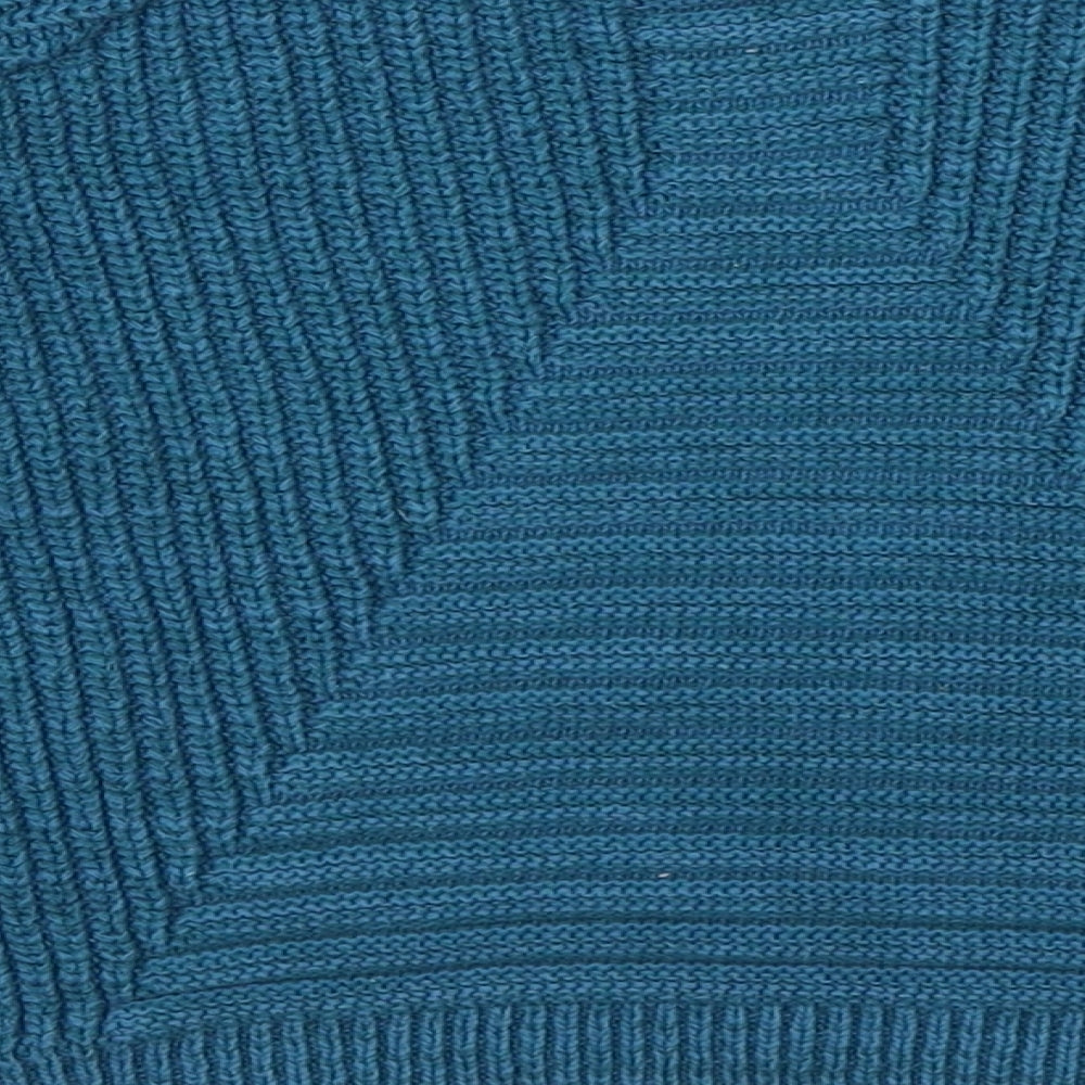 Exhibit Womens Blue Round Neck  Cotton Blend Pullover Jumper Size S