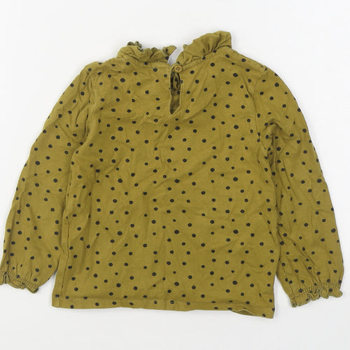 NEXT Girls Yellow Polka Dot 100% Cotton Basic T-Shirt Size 2-3 Years Round Neck Pullover