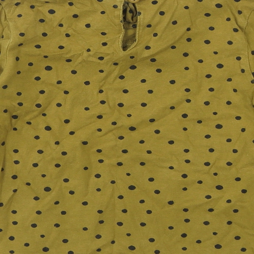 NEXT Girls Yellow Polka Dot 100% Cotton Basic T-Shirt Size 2-3 Years Round Neck Pullover