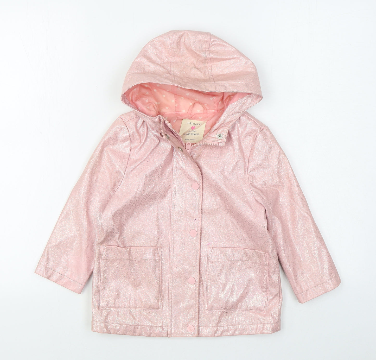 Primark Girls Pink   Rain Coat Coat Size 3-4 Years  Zip