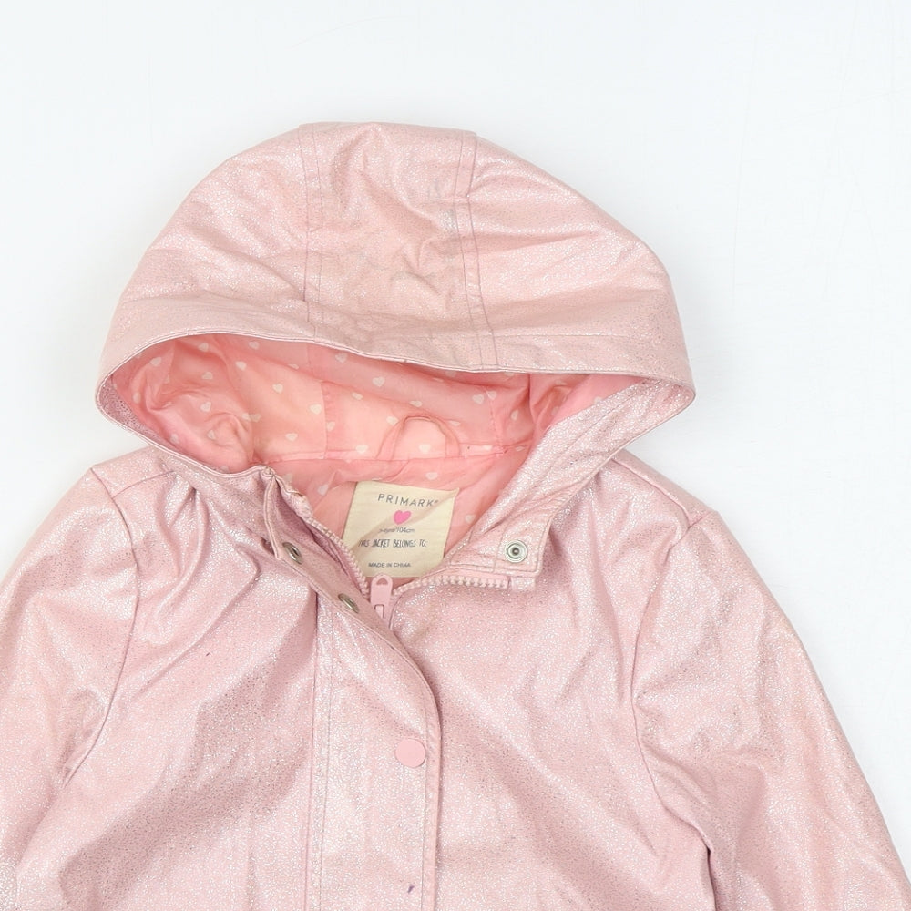 Primark Girls Pink   Rain Coat Coat Size 3-4 Years  Zip
