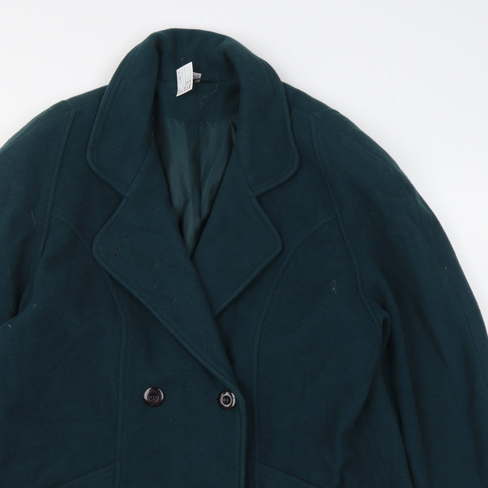 ZETA Womens Green   Overcoat Coat Size 12  Button