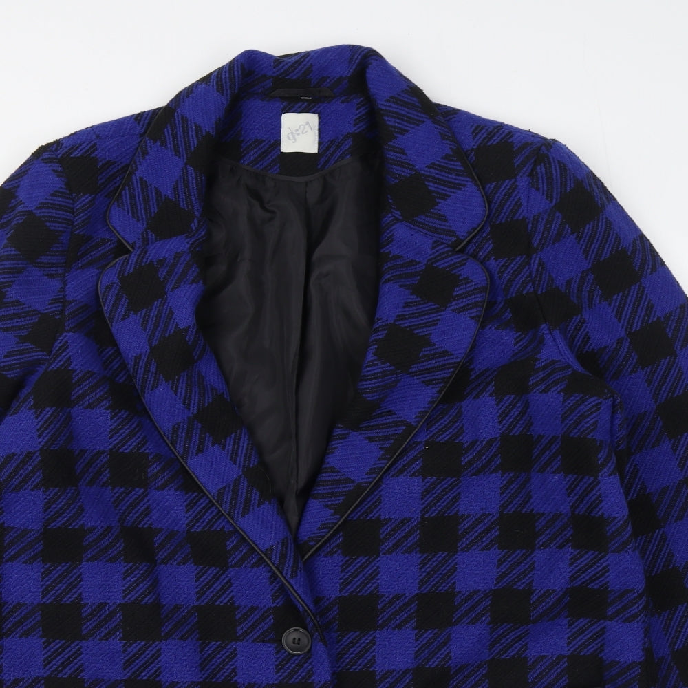 George Womens Blue Check  Overcoat Coat Size 20  Button