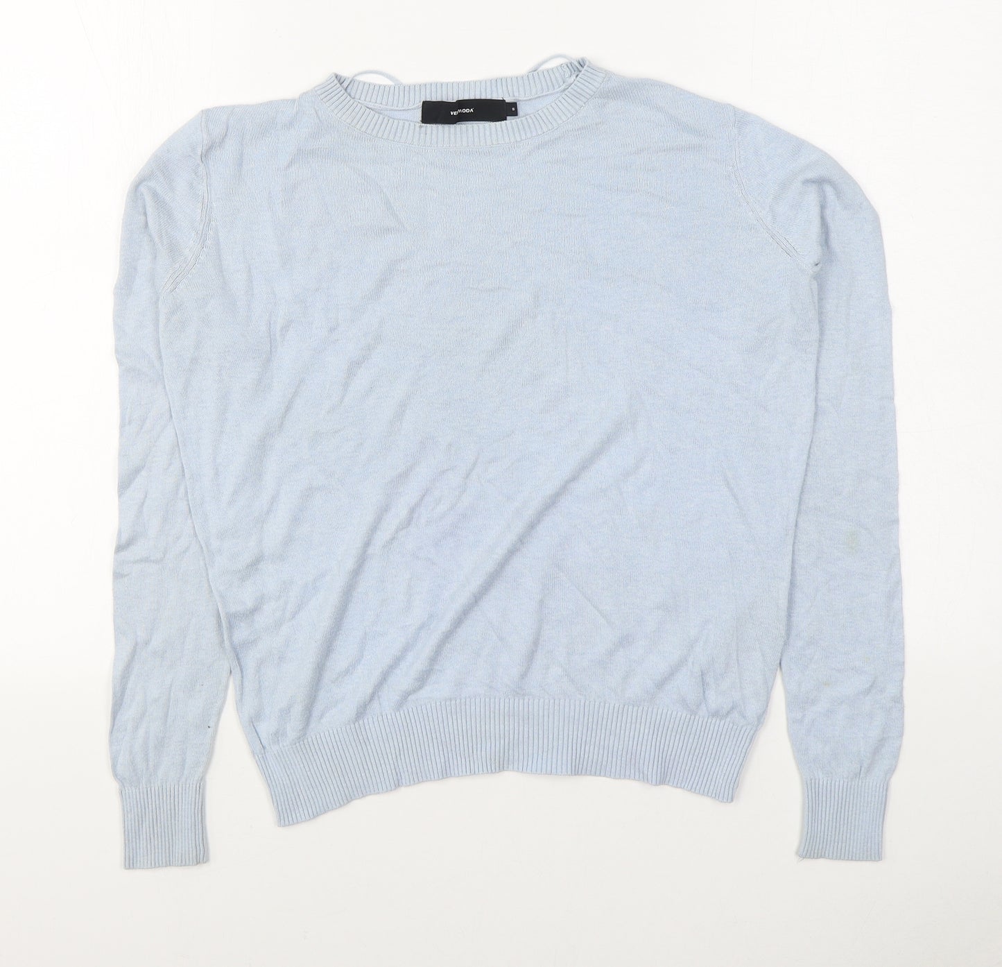 VERO MODA Womens Blue Round Neck  Cotton Pullover Jumper Size 8
