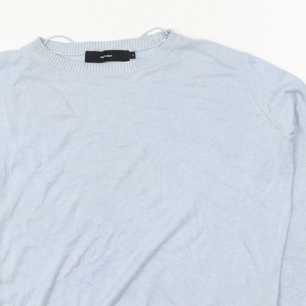 VERO MODA Womens Blue Round Neck  Cotton Pullover Jumper Size 8