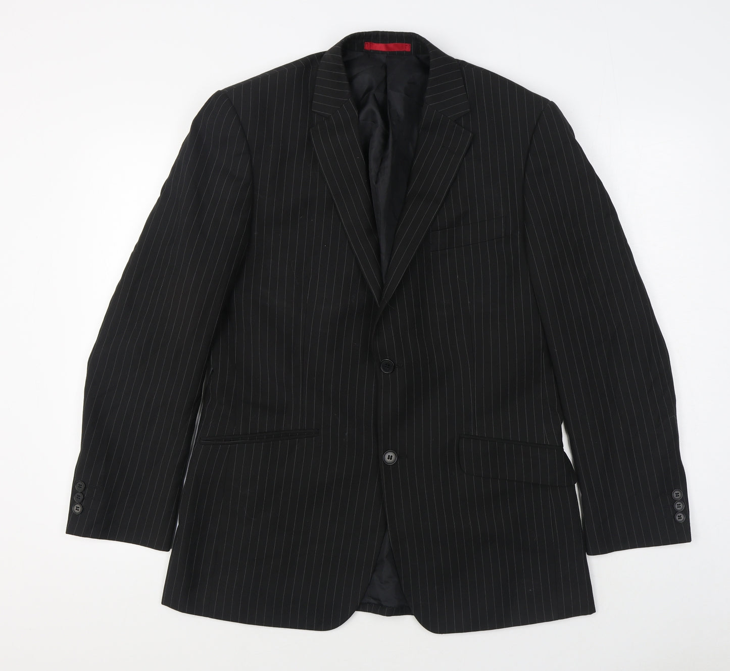 Burton Mens Black Striped Polyester Jacket Suit Jacket Size 38