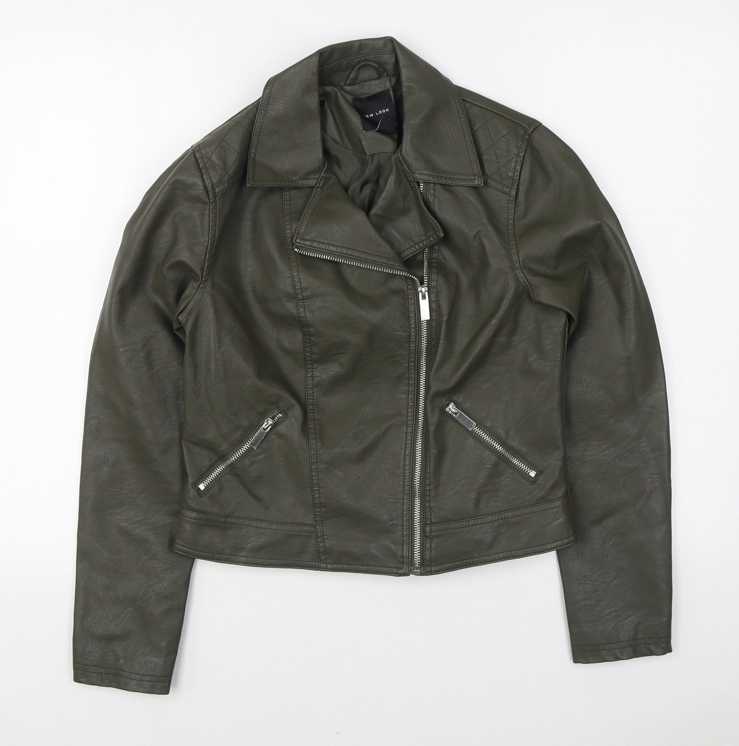 New Look Womens Green   Biker Jacket Size 10  Zip